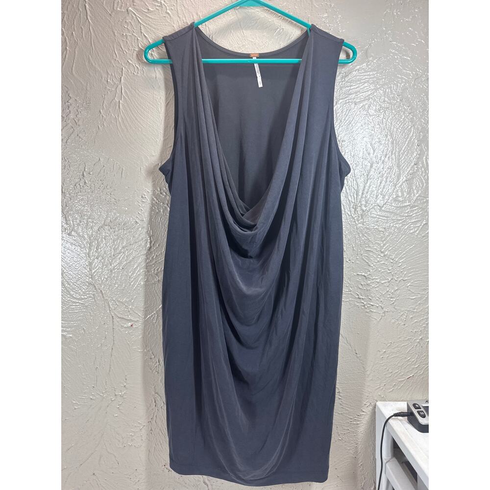 Free People Purple Pilow Talk Tank Pocket Mini Dress Drape Neck‎ LIne Sz Medium